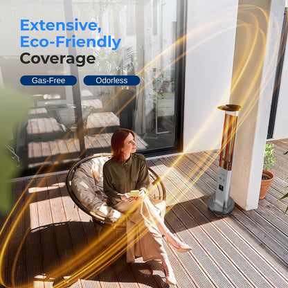 900W Outdoor Electric Patio Heater, Infrared Heat, Aluminum Reflector, Waterproof