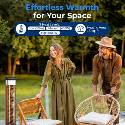 900W Outdoor Electric Patio Heater, Infrared Heat, Aluminum Reflector, Waterproof