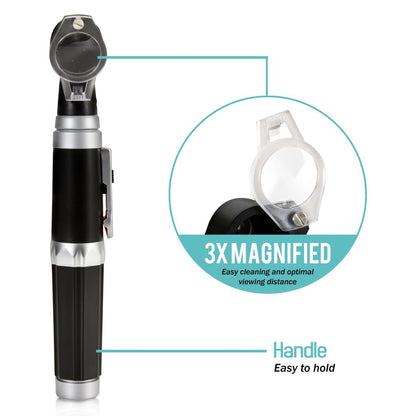 Fiber Optic Otoscope 3X Magnification LED Light Includes Ear Tips