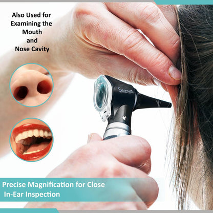 2-in-1 Ophthalmoscope & Otoscope Set, LED Light, Washable Tips, Portable