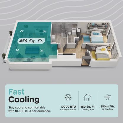 Portable Air Conditioner, Efficient Cooling, WiFi, 10,000 BTU, Gray