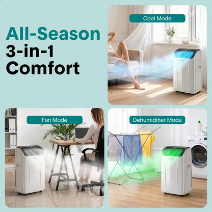 Serenelife Portable Air Conditioner With Wi-Fi Function - 12,000 Btu Cooling (Ashrae), Compact Unit With Dehumidifier & Fan Modes, Includes Window Mount Kit (Gray)