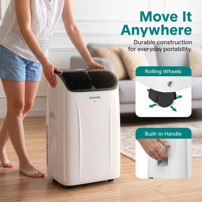 Serenelife Portable Air Conditioner With Wi-Fi Function - 12,000 Btu Cooling (Ashrae), Compact Unit With Dehumidifier & Fan Modes, Includes Window Mount Kit (Gray)