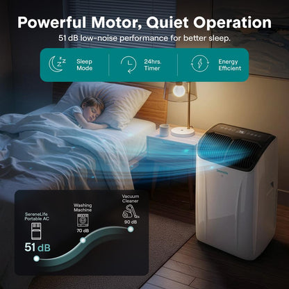 Serenelife Portable Air Conditioner With Wi-Fi Function - 12,000 Btu Cooling (Ashrae), Compact Unit With Dehumidifier & Fan Modes, Includes Window Mount Kit (Gray)