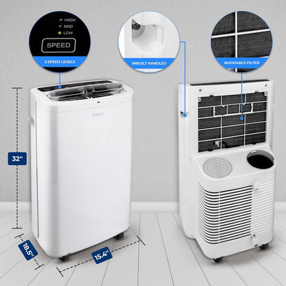 Portable Air Conditioner 14,000 BTU Efficient Cooling Dehumidifier White