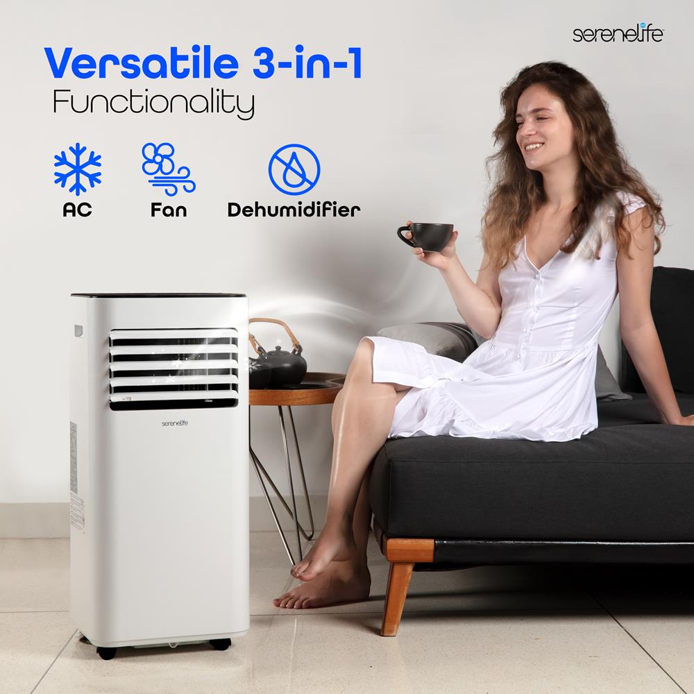 Portable Air Conditioner 8000 BTU Efficient Cooling White – Pyle USA