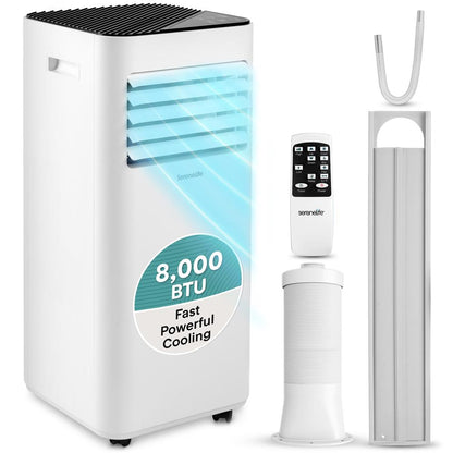 Portable Air Conditioner - 8000 Btu Cooling Capacity (Ashrae) Compact Home A/C Cooling Unit With Built-In Dehumidifier & Fan Modes, Includes Window Mount Kit (White)