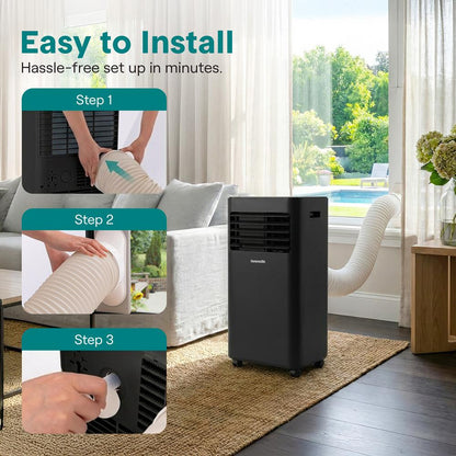 Portable Air Conditioner - 8000 Btu Cooling Capacity (Ashrae) Compact Home A/C Cooling Unit With Built-In Dehumidifier & Fan Modes, Includes Window Mount Kit (Black)