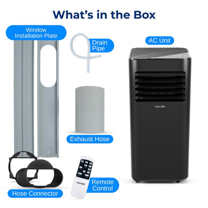 Portable Air Conditioner 8000 BTU Efficient Cooling Dehumidifier White