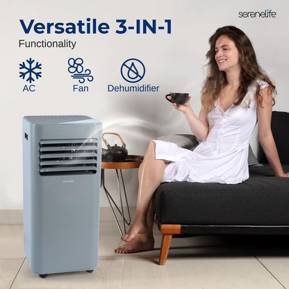 Portable Air Conditioner 8000 BTU Efficient Cooling Gray with Remote