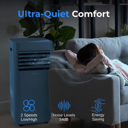 Portable Air Conditioner 8000 BTU Efficient Cooling Gray with Remote