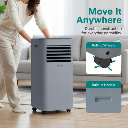 Portable Air Conditioner 8000 BTU Efficient Cooling Gray with Remote