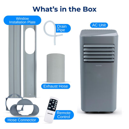 Portable Air Conditioner 8000 BTU Efficient Cooling Gray with Remote