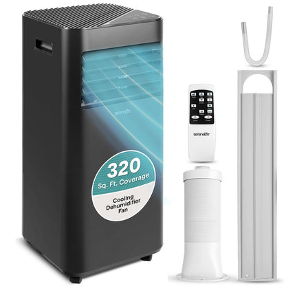Portable Air Conditioner - 10000 Btu Cooling Capacity (Ashrae) Compact Home A/C Cooling Unit With Built-In Dehumidifier & Fan Modes, Includes Window Mount Kit (Black)
