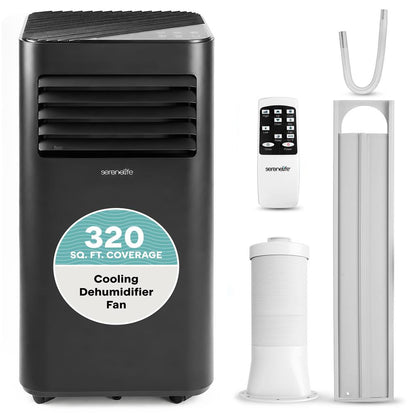Portable Air Conditioner - 10000 Btu Cooling Capacity (Ashrae) Compact Home A/C Cooling Unit With Built-In Dehumidifier & Fan Modes, Includes Window Mount Kit (Black)