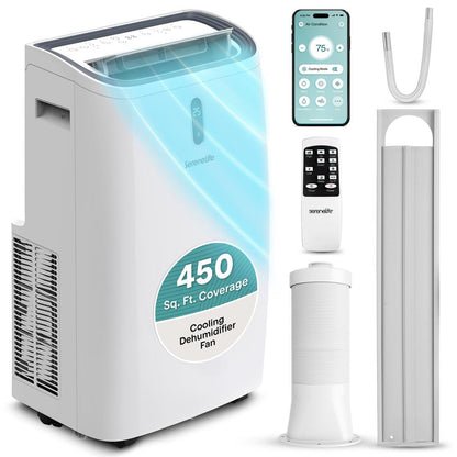 Portable Air Conditioner - 12000 Btu Cooling Capacity (Ashrae) Compact Home A/C Cooling Unit With Built-In Dehumidifier & Fan Modes, Includes Window Mount Kit (White)