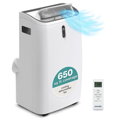Portable Air Conditioner - 14000 Btu Cooling Capacity (Ashrae) Compact Home A/C Cooling Unit With Built-In Dehumidifier & Fan Modes, Includes Window Mount Kit (White)