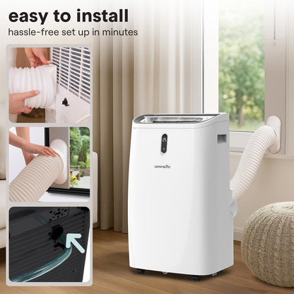 Portable Air Conditioner - 14000 Btu Cooling Capacity (Ashrae) Compact Home A/C Cooling Unit With Built-In Dehumidifier & Fan Modes, Includes Window Mount Kit (White)