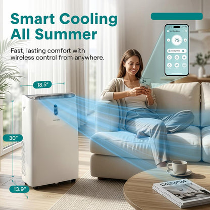 Portable Air Conditioner - 14000 Btu Cooling Capacity (Ashrae) Compact Home A/C Cooling Unit With Built-In Dehumidifier & Fan Modes, Includes Window Mount Kit (White)