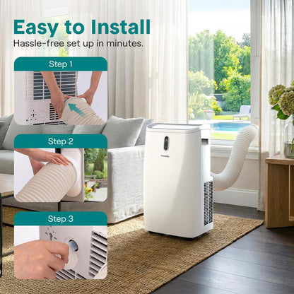 Portable Air Conditioner - 14000 Btu Cooling Capacity (Ashrae) Compact Home A/C Cooling Unit With Built-In Dehumidifier & Fan Modes, Includes Window Mount Kit (White)