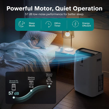 Portable Air Conditioner - 14000 Btu Cooling Capacity (Ashrae) Compact Home A/C Cooling Unit With Built-In Dehumidifier & Fan Modes, Includes Window Mount Kit (White)