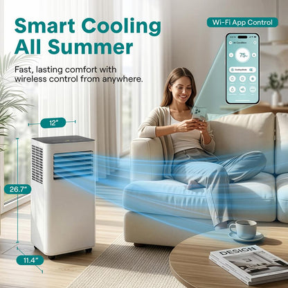 Portable Air Conditioner - Compact Home A/C Cooling Unit With Built-In Dehumidifier & Fan Modes, Includes Window Mount Kit (8,000 Btu)