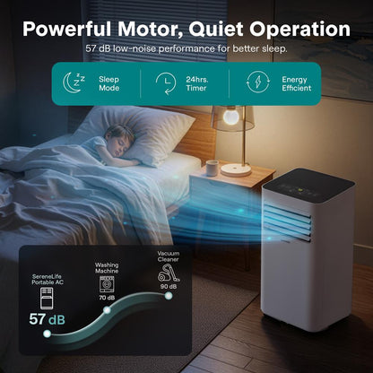 Portable Air Conditioner - Compact Home A/C Cooling Unit With Built-In Dehumidifier & Fan Modes, Includes Window Mount Kit (8,000 Btu)