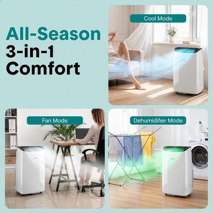 Serenelife Portable Air Conditioner With Wi-Fi Function - 8,000  Btu Cooling (Ashrae), Compact Unit With Dehumidifier & Fan Modes, Includes Window Mount Kit (Gray)