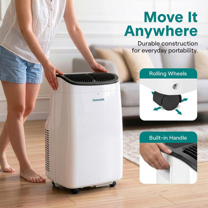 Serenelife Portable Air Conditioner With Wi-Fi Function - 8,000  Btu Cooling (Ashrae), Compact Unit With Dehumidifier & Fan Modes, Includes Window Mount Kit (Gray)