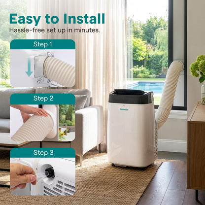 Serenelife Portable Air Conditioner – 8,000 Btu Compact Home Ac Cooling Unit With Built-In Dehumidifier & Fan Modes, Includes Window Mount Kit (White)