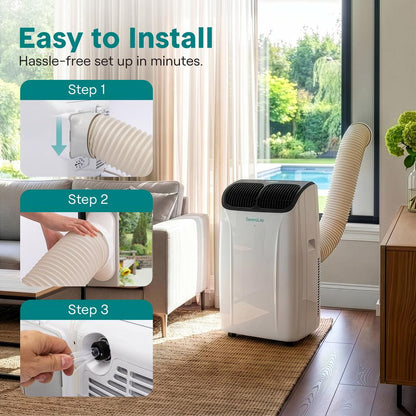 Serenelife Portable Air Conditioner And Heater With Wi-Fi Function - 12,000 Btu Cooling (Ashrae), Compact Unit With Dehumidifier & Fan Modes, Includes Window Mount Kit (Gray)