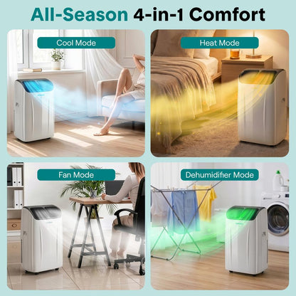 Serenelife Portable Air Conditioner And Heater With Wi-Fi Function - 16,000 Btu Cooling (Ashrae), Compact Unit With Dehumidifier & Fan Modes, Includes Window Mount Kit (Gray)