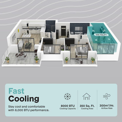 Portable AC & Heater 8000 BTU, WiFi, 300 Sq. Ft. Coverage, White
