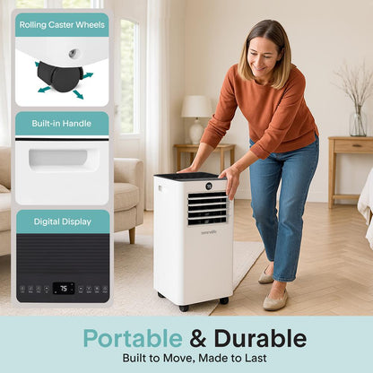 Portable Air Conditioner & Heater - 10000 Btu (Ashrae) Compact A/C Unit With Cooling, Heating, And Wi-Fi Function, Includes Window Mount Kit (Gray)