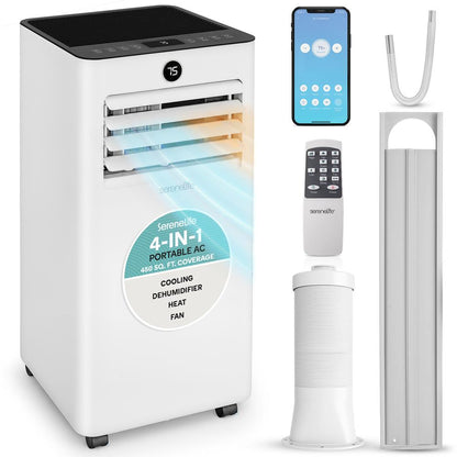 Portable Air Conditioner & Heater - 10000 Btu (Ashrae) Compact A/C Unit With Cooling, Heating, And Wi-Fi Function, Includes Window Mount Kit (Gray)
