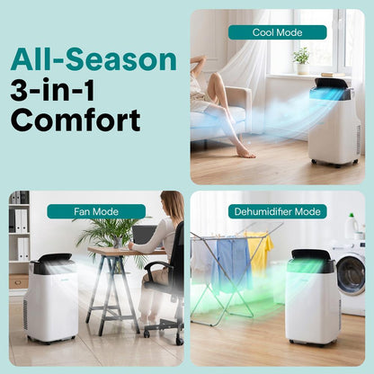 Serenelife Portable Air Conditioner  With Wifi  – 10,000 Btu Compact Home A/C Cooling Unit With Built-In Dehumidifier & Fan Modes, Includes Window Mount Kit (White)