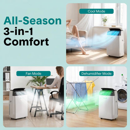 Serenelife Portable Air Conditioner  With Wifi – 12,000 Btu Compact Home Ac Cooling Unit With Built-In Dehumidifier & Fan Modes, Includes Window Mount Kit (White)