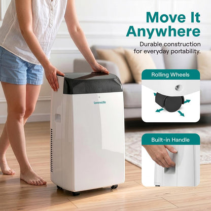 Serenelife Portable Air Conditioner  With Wifi – 12,000 Btu Compact Home Ac Cooling Unit With Built-In Dehumidifier & Fan Modes, Includes Window Mount Kit (White)