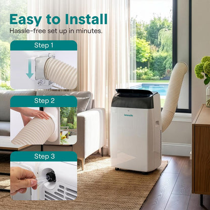 Serenelife Portable Air Conditioner And Heater With Wifi – 12,000 Btu Compact Home Ac Cooling And Heating Unit With Built-In Dehumidifier & Fan Modes, Includes Window Mount Kit (White)