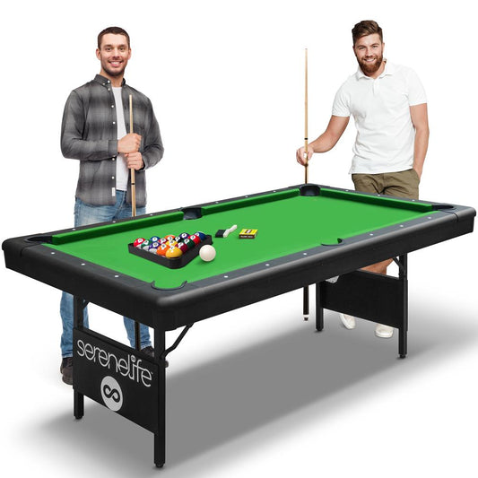 6-Ft Folding Pool Table, Space-Saving, Durable Surface, Portable Design