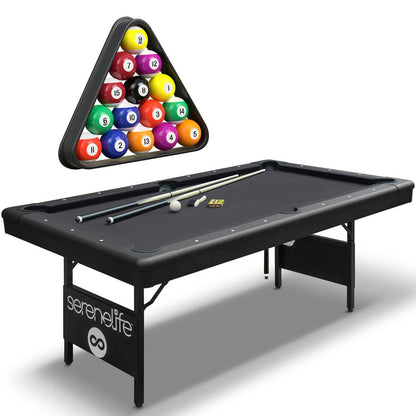 6-Ft Folding Pool Table - Portable, Durable Steel Frame, Green Felt