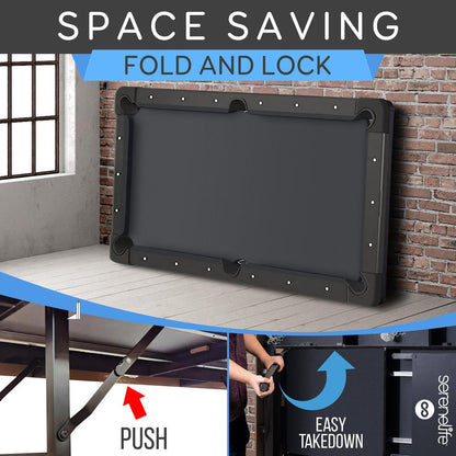 6-Ft Folding Pool Table - Portable, Durable Steel Frame, Green Felt