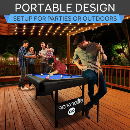 Foldable Pool Table, Portable & Sturdy, 6 Ft, Blue Felt