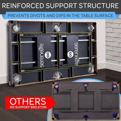 6-Ft Folding Pool Table, Space-Saving, Durable Surface, Portable Design