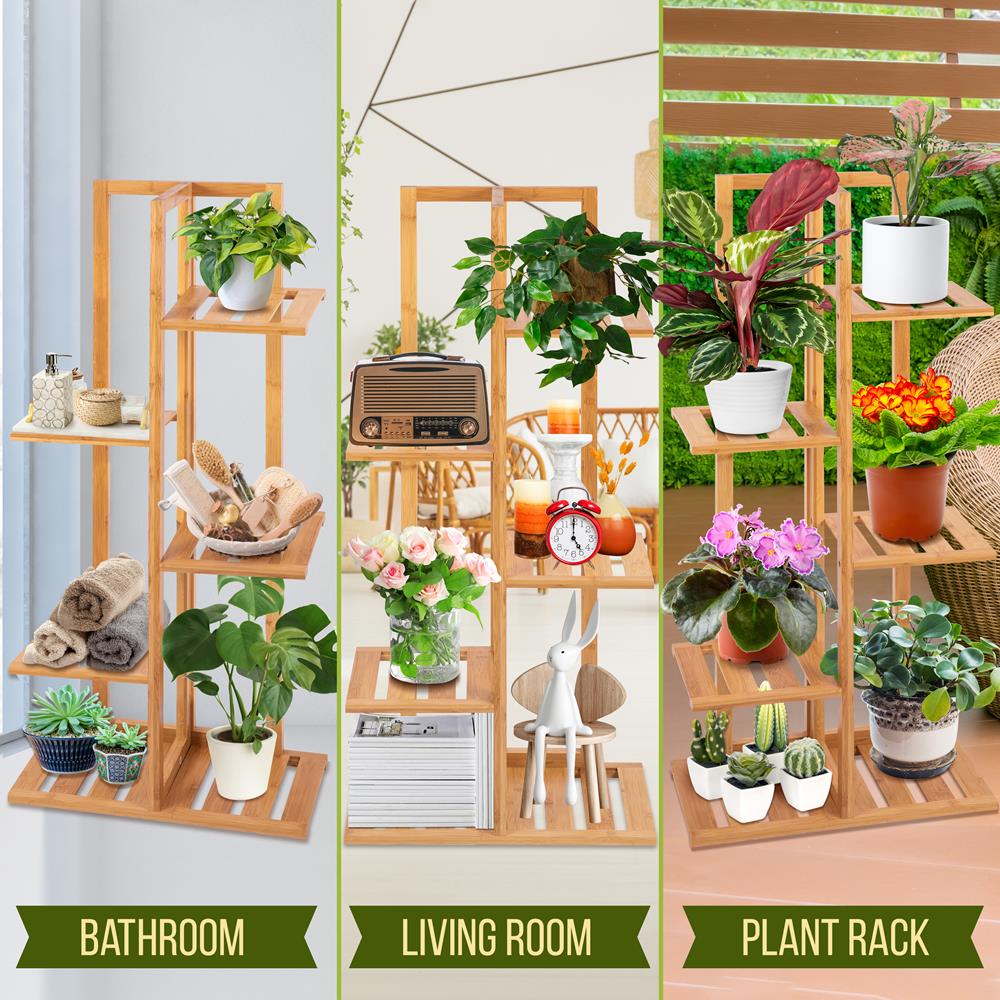 plant stand rack 5 Tier Bamboo Plant Rack SLPLTRK72