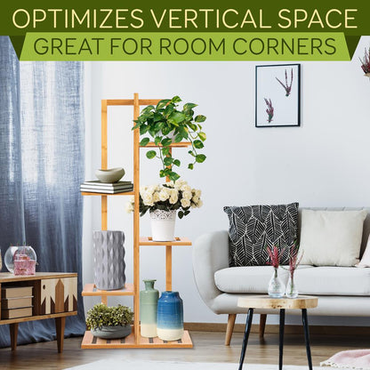 product image number 6 for SereneLife 5 Tier Bamboo Plant Rack
