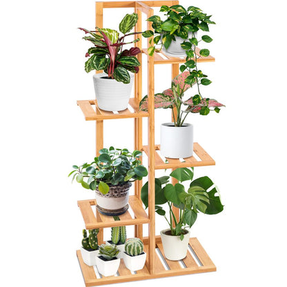 bamboo plant pot holder Bamboo Plant Stand 5 Tier Space-Saving Eco-Friendly Indoor/Outdoor