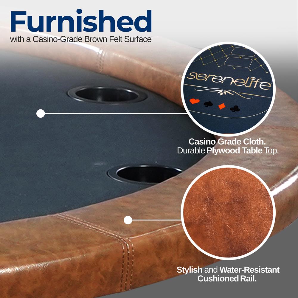 product image number 3 for SereneLife Rounded Poker/Casino Game Table