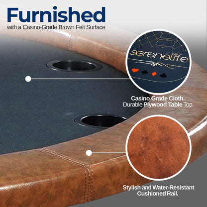 product image number 3 for SereneLife Rounded Poker/Casino Game Table
