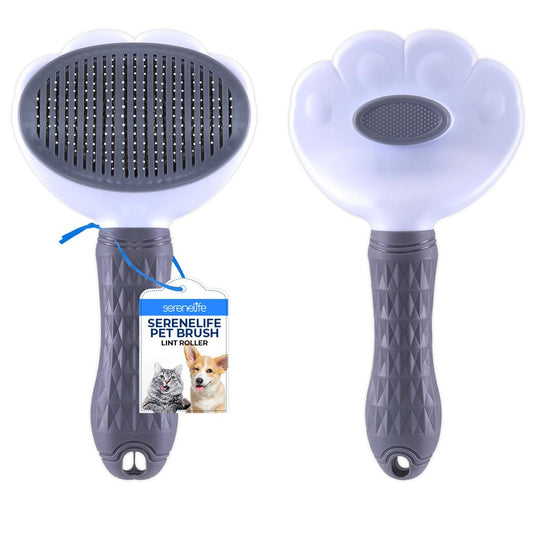 Pet Brush Self-Cleaning Slicker Removes Hair/Tangles Gray